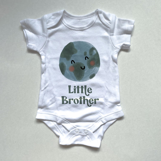 Up to 1month 10lbs short sleeve baby grow LITTLE BROTHER SAMPLE SALE
