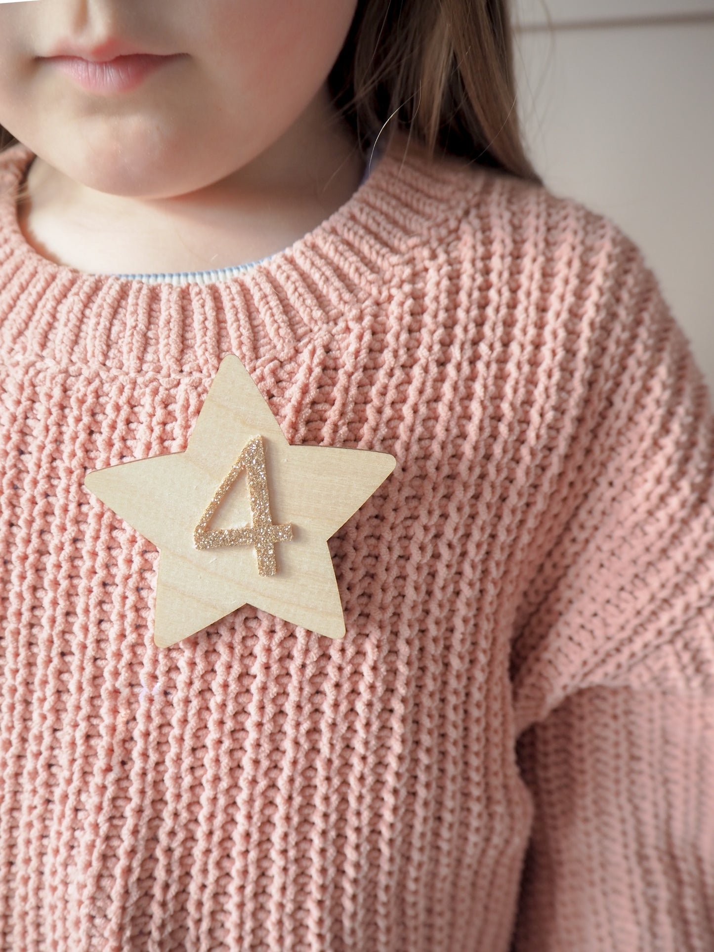 6cm Wooden Star Birthday Badge - choose any age!