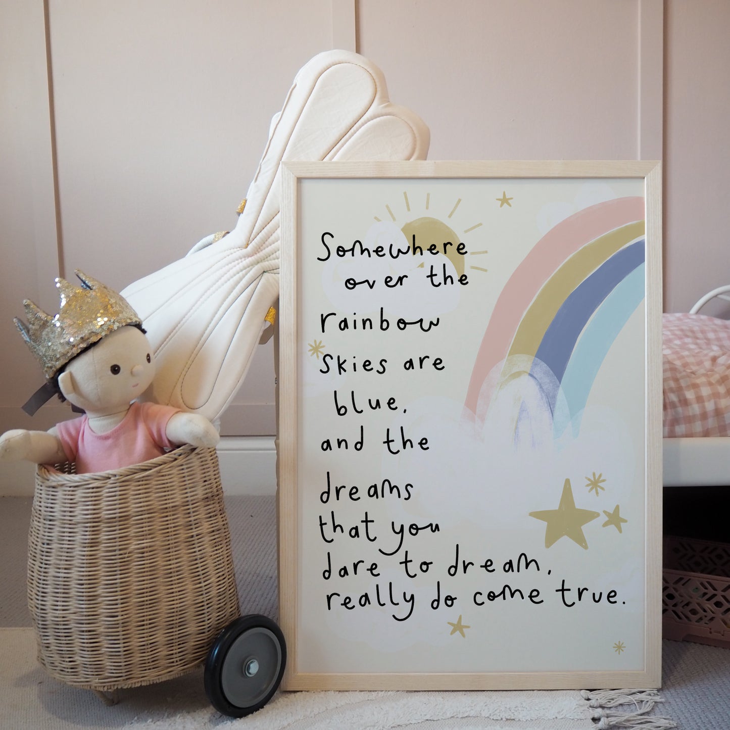 Somewhere Over The Rainbow Print. More background colours available.