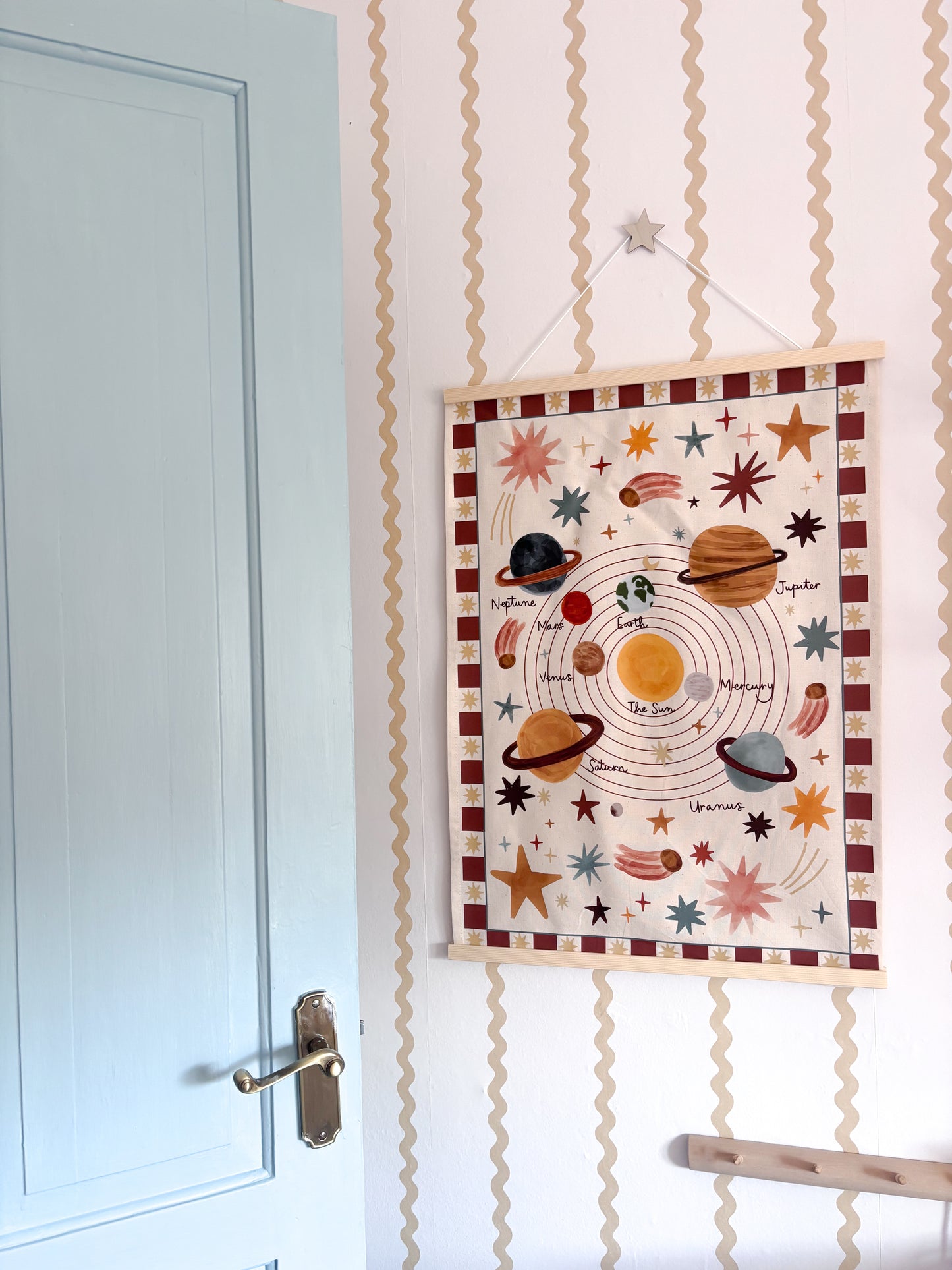 Portrait Solar System Wall Hanging 50x70cm - brick red border