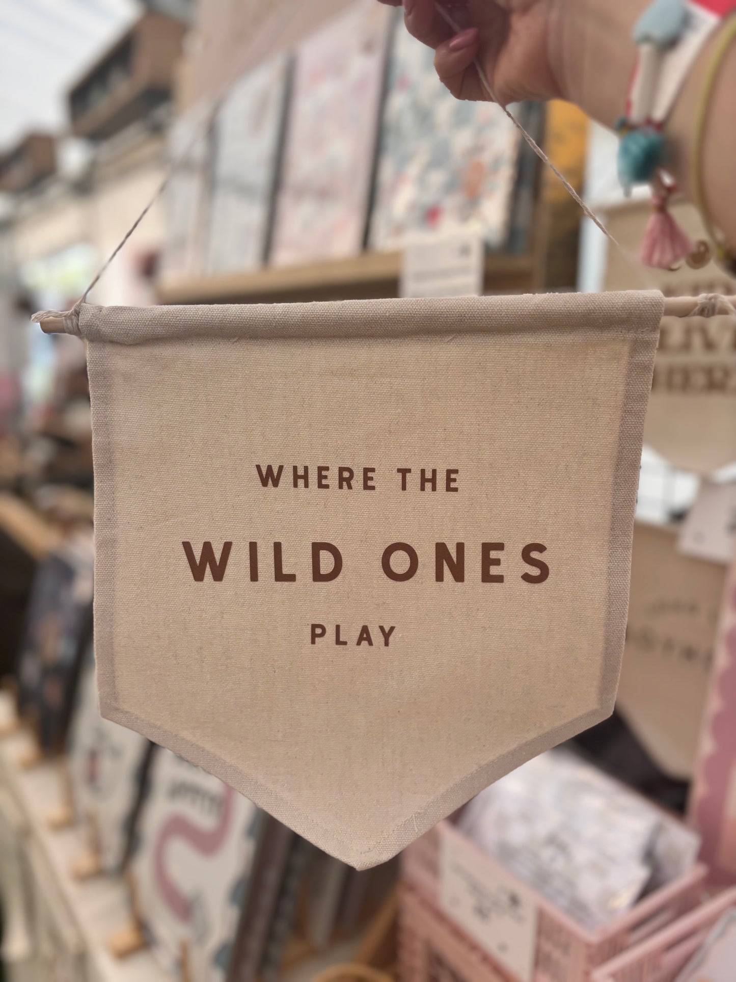 Where the wild ones play bold rust 24x24cm hanging banner Birthday Sale