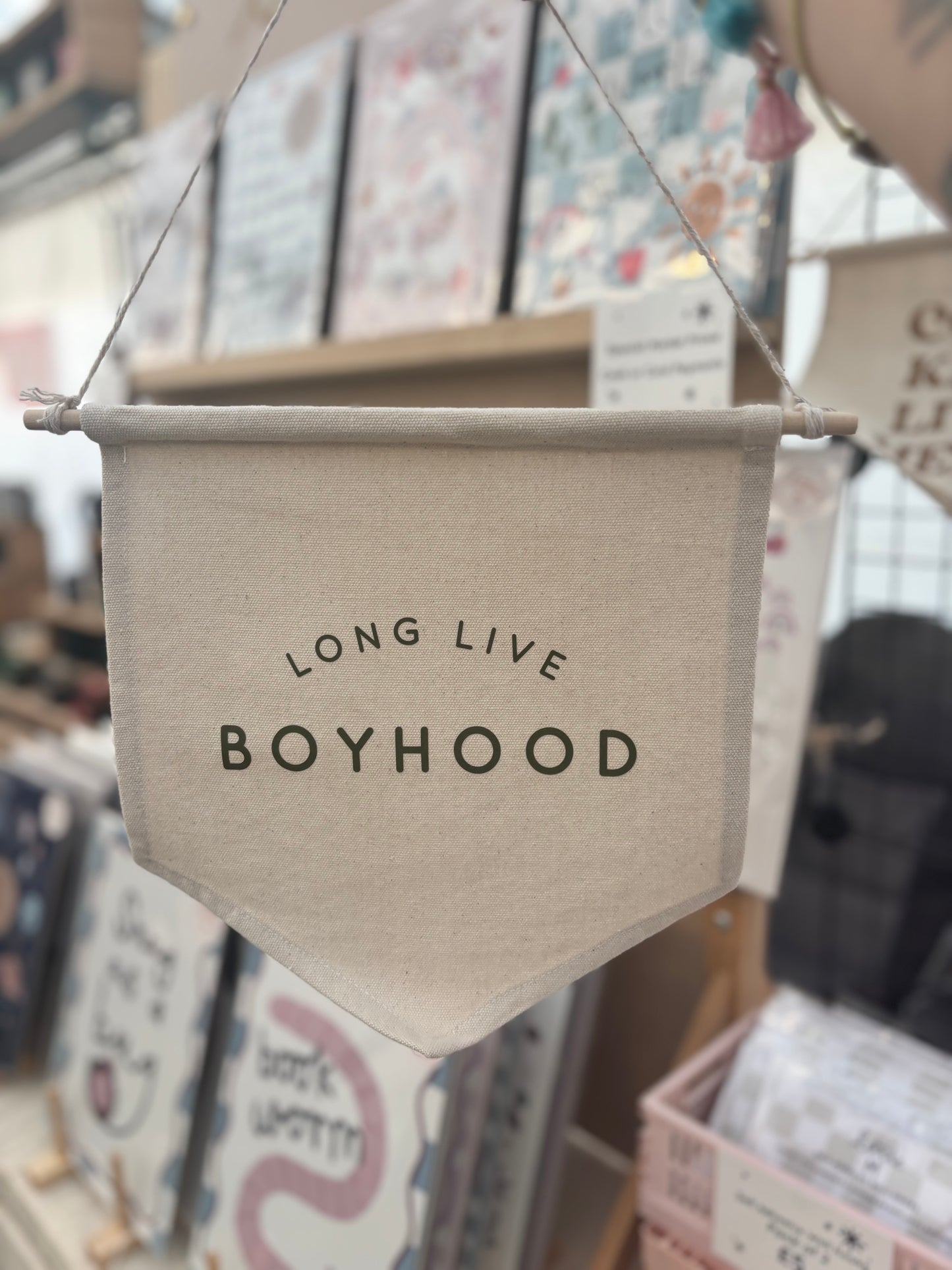Long Live Boyhood khaki 24x24cm hanging banner Birthday Sale
