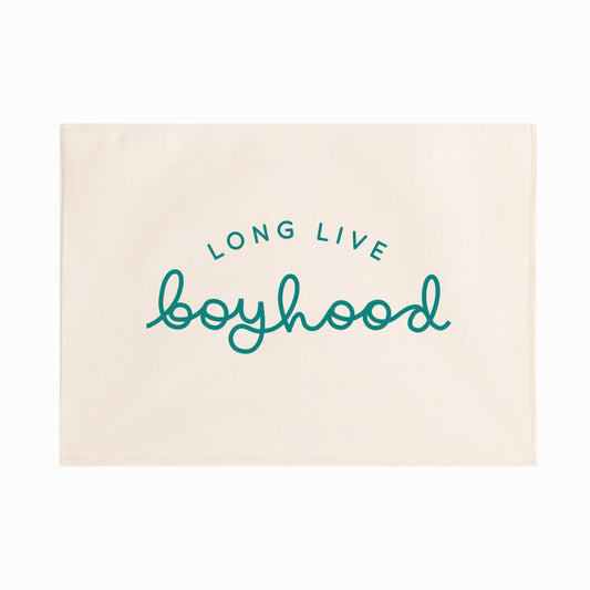 Long live boyhood handlettered teal wall hanging 50x70cm Sample Sale