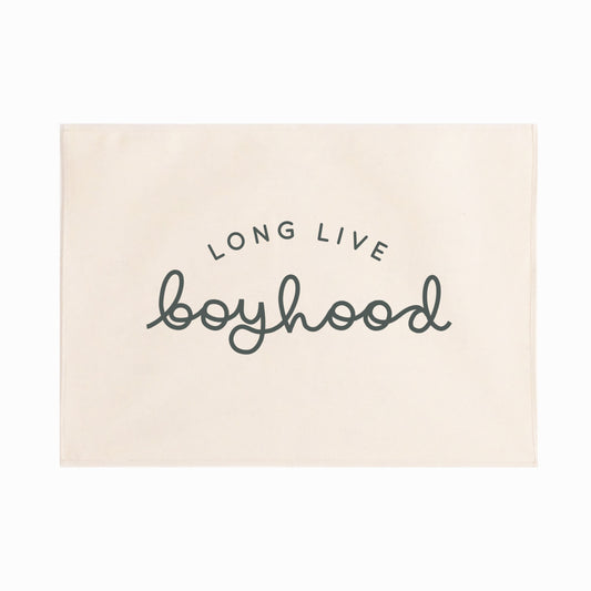 Long live boyhood handlettered khaki wall hanging 50x70cm Sample Sale