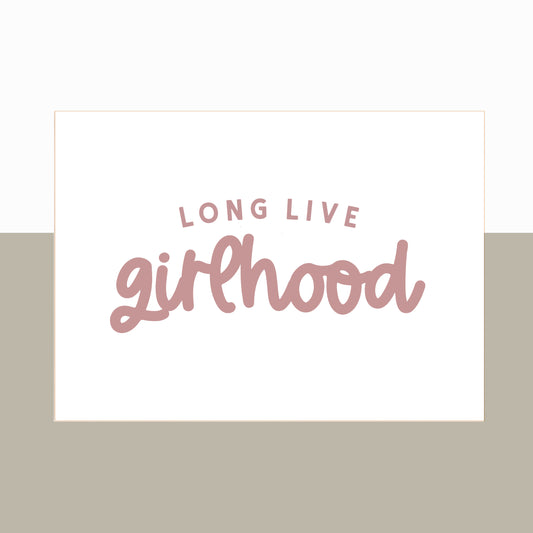 Long Live Girlhood script quote white wall hanging 50x70cm Sample Sale