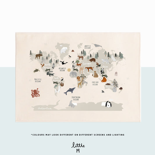 Animal world map stone wall hanging 50x70cm Sample Sale