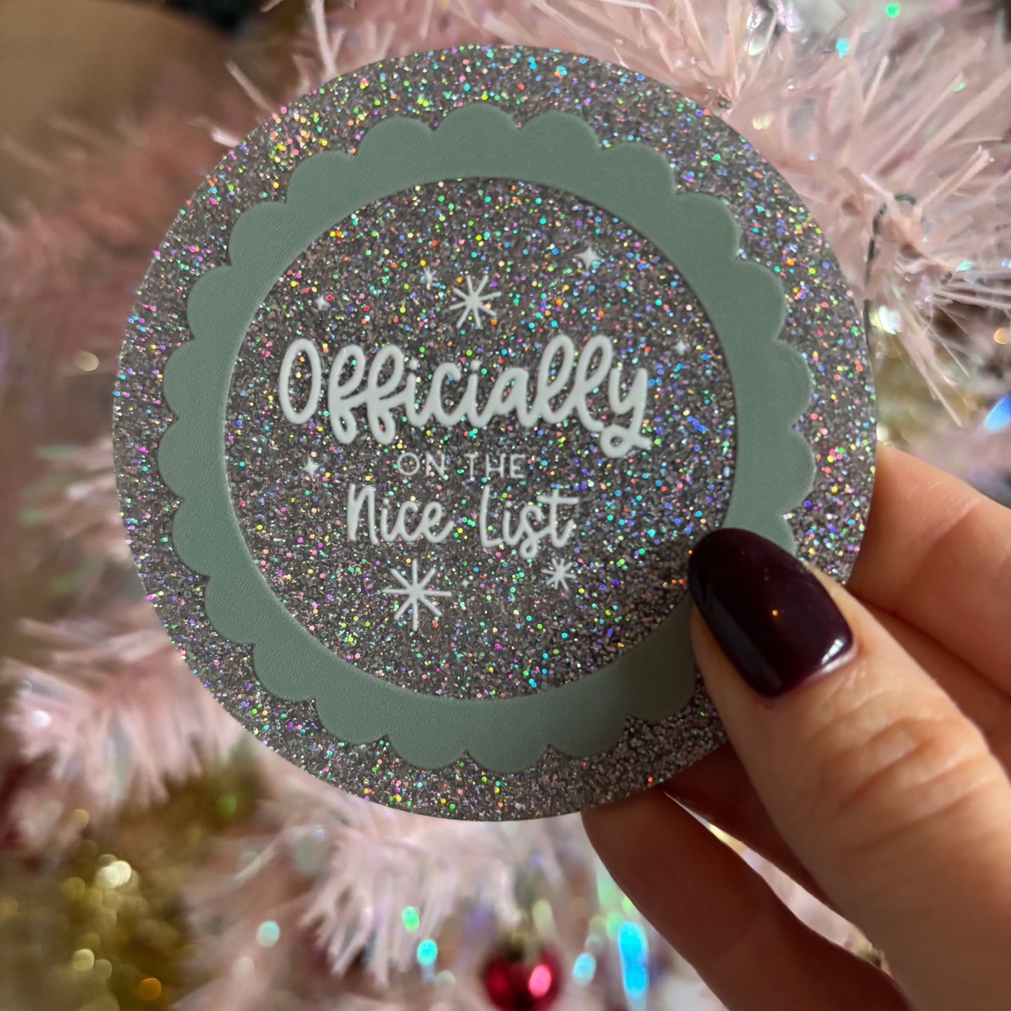Christmas Ready To Ship Items - Nice List Badge Scalloped