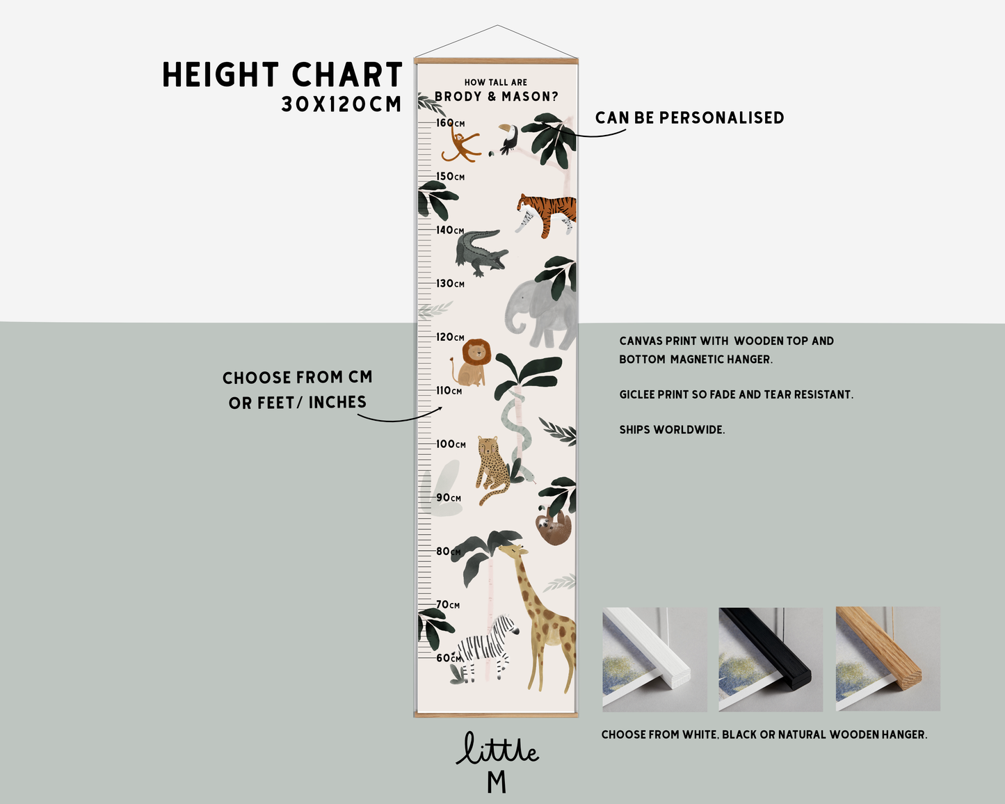 Safari Animals Height Chart - can be personalised