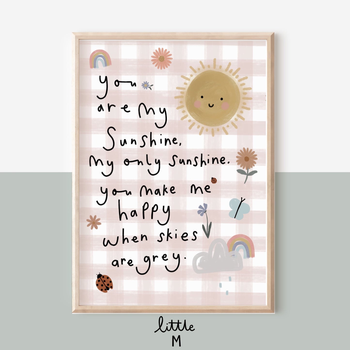 You Are My Sunshine Gingham Print - Pink