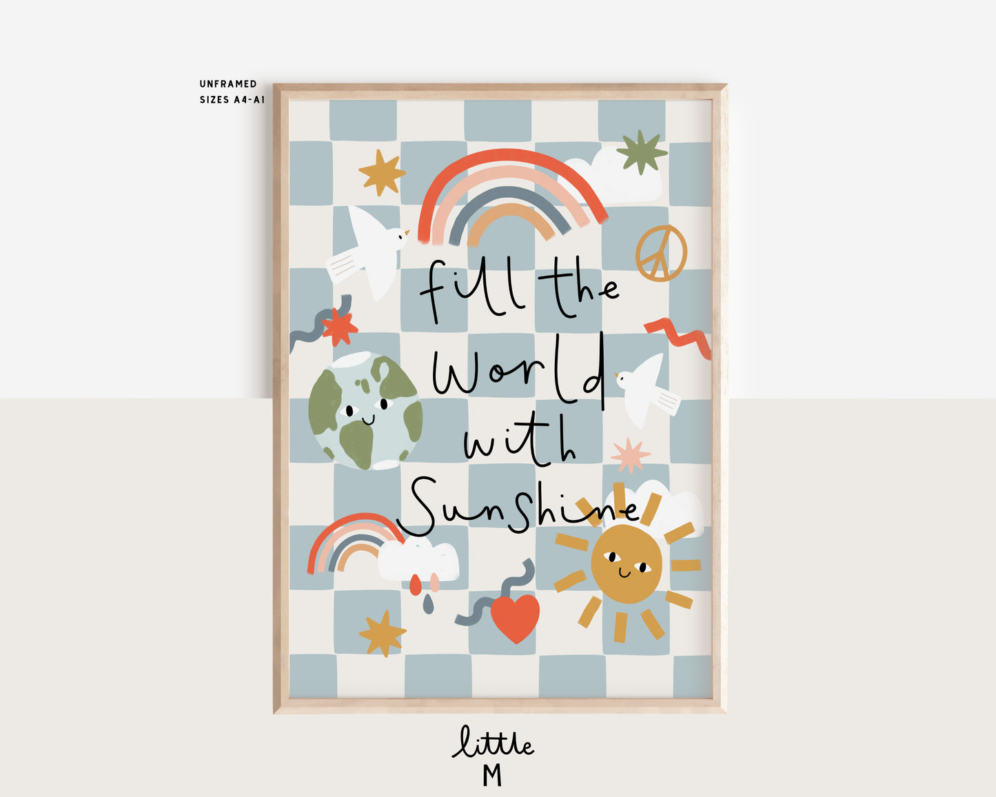 Fill The World With Sunshine Quote Checkerboard Print