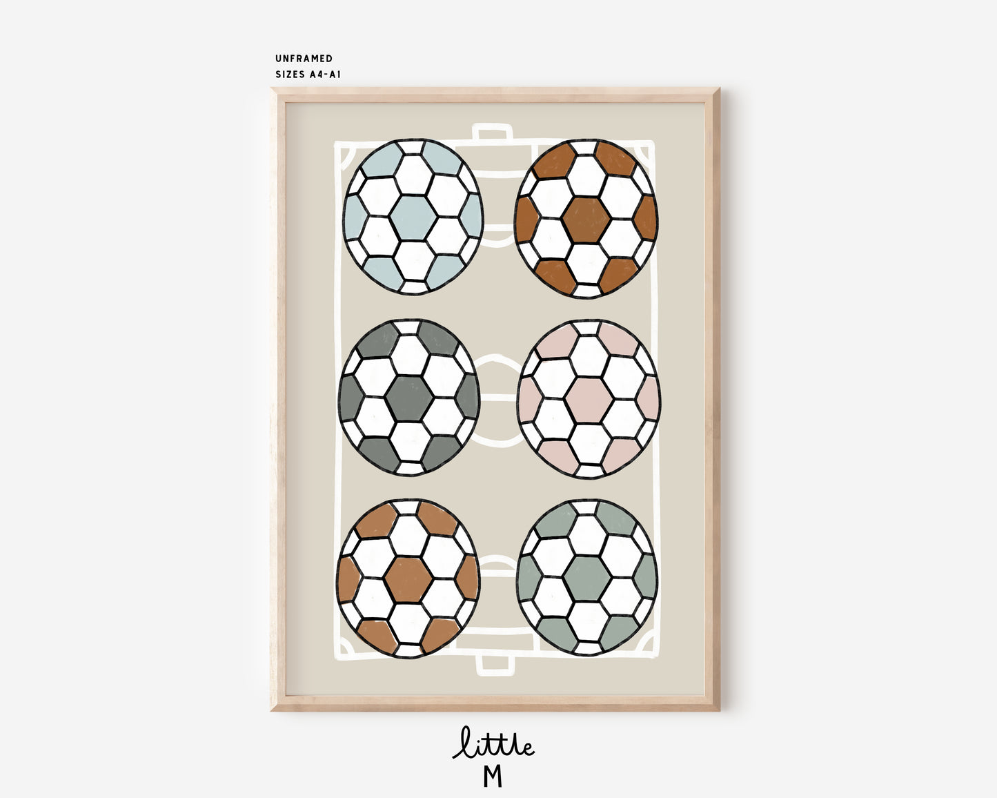 6 Colour football Print - choose your own coloured background