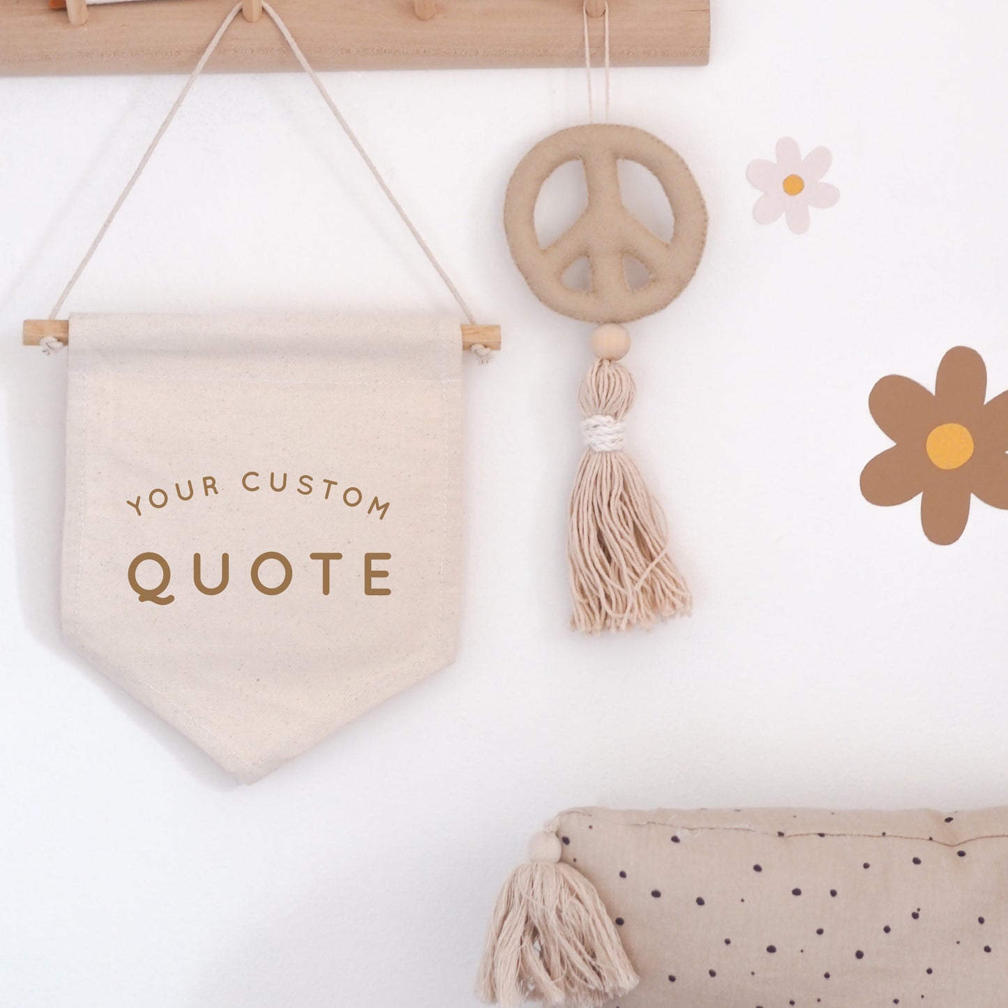 Custom Quote Hanging Banner 24x24cm more fonts available