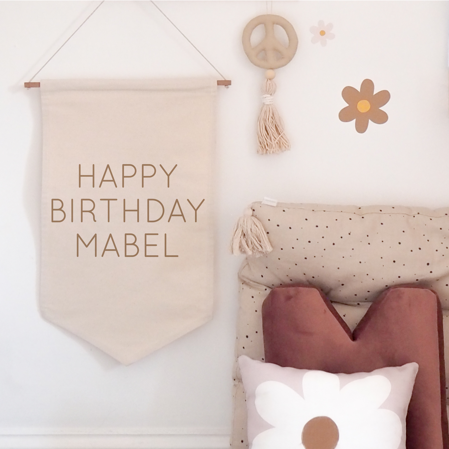 Personalised Happy Birthday Hanging Banner 30x50cm more lettering colours available