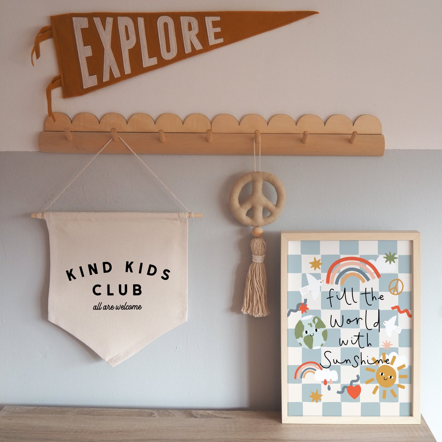 Kind Kids Club Hanging Banner - 24x24cm more lettering colours available