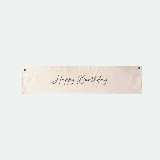 Happy Birthday Script 35x150cm raw edge wall hanging