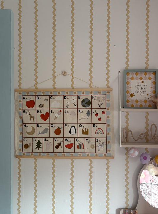 Landscape Alphabet Wall Hanging 50x70cm - blue border