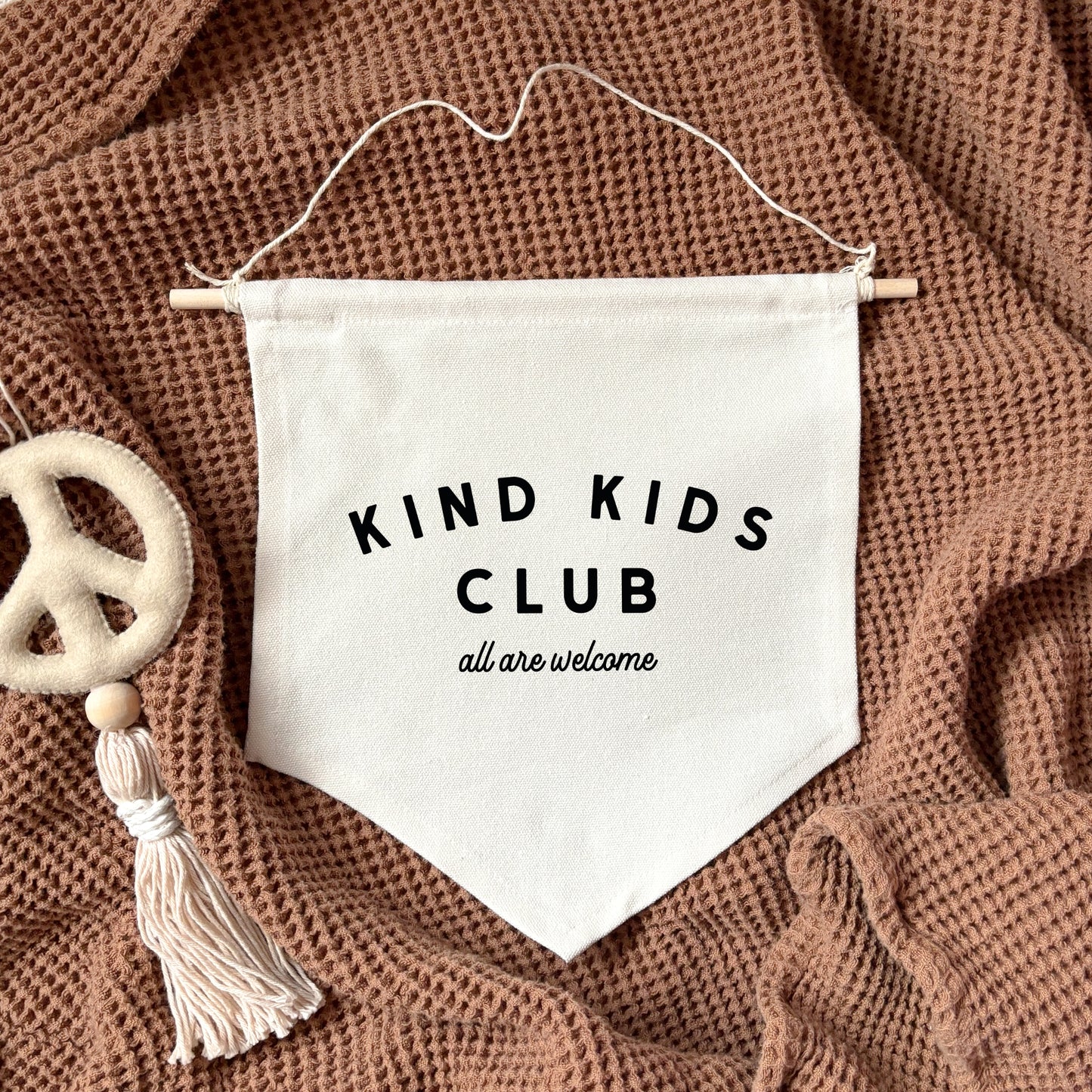 Kind kids club black 24x24cm hanging banner Birthday Sale