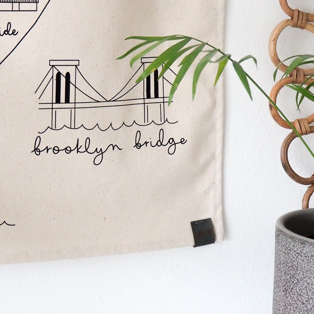 New York Map Illustration Fabric Wall Hanging