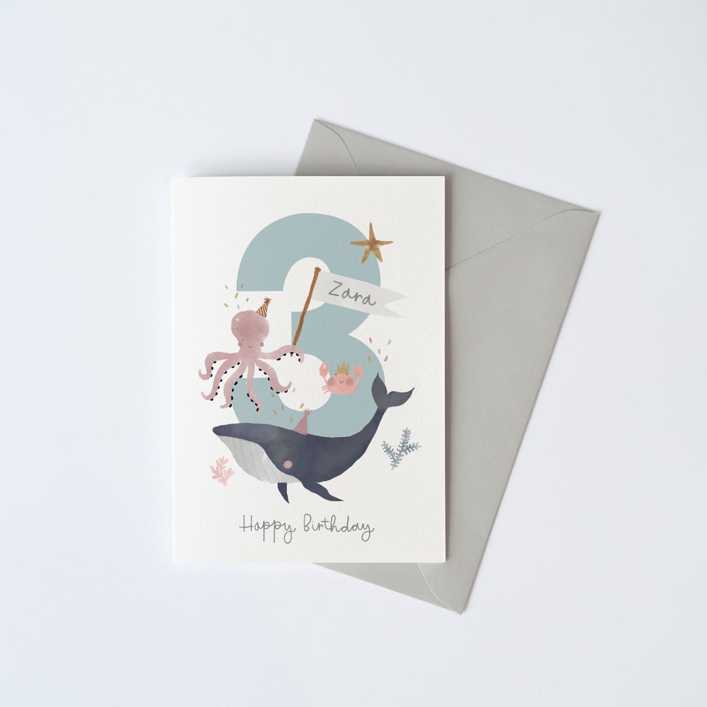 Sea Animals Number Birthday Card 1-5