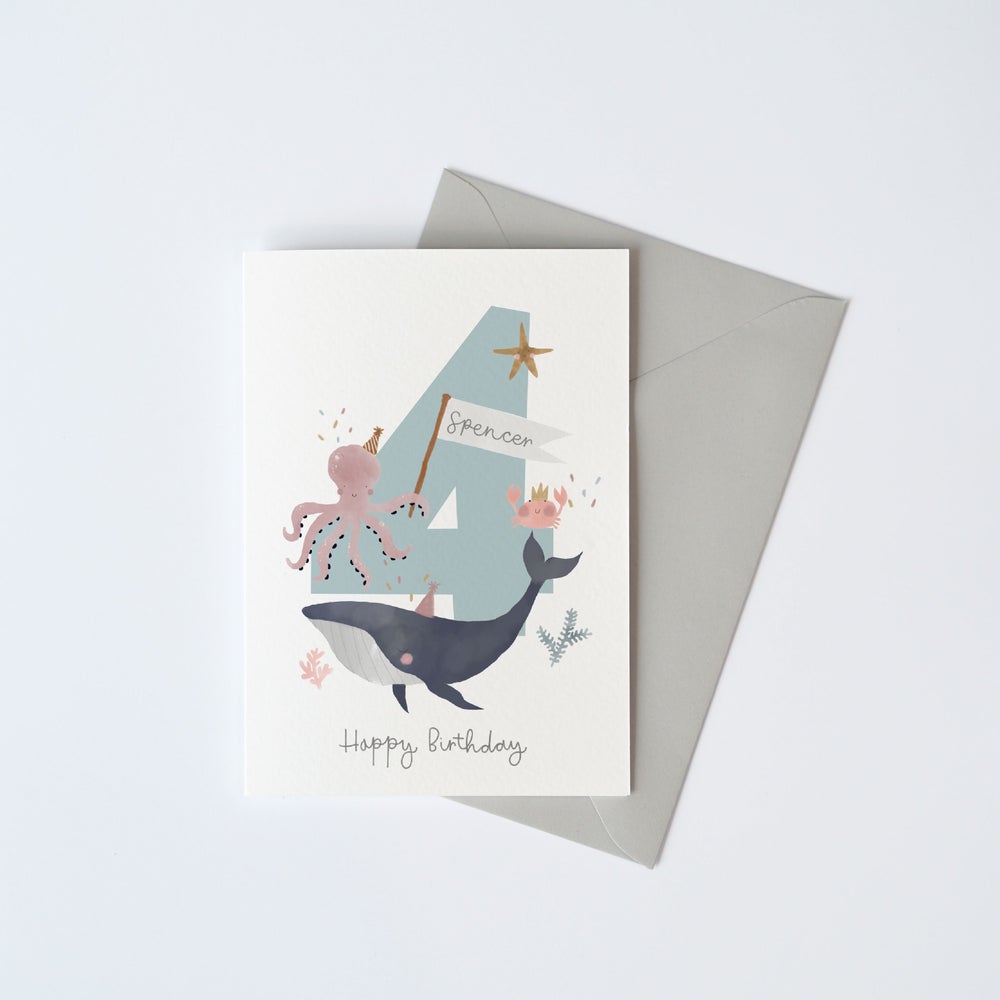 Sea Animals Number Birthday Card 1-5