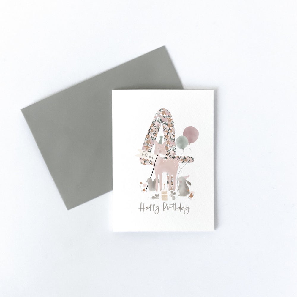 Woodland Number Birthday Card 1-5 Years