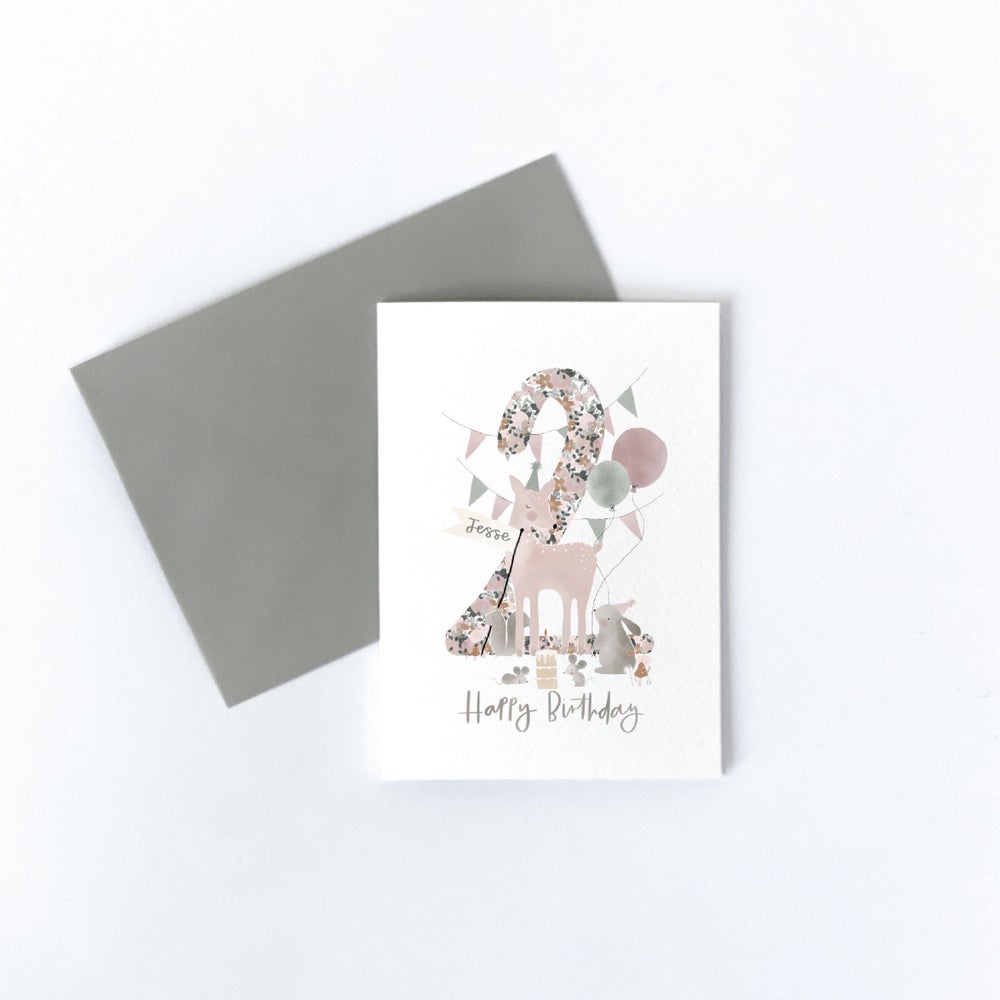 Woodland Number Birthday Card 1-5 Years