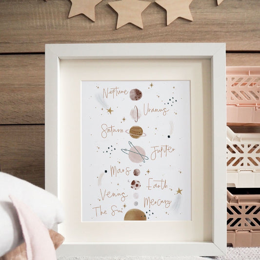 Solar System print with white background