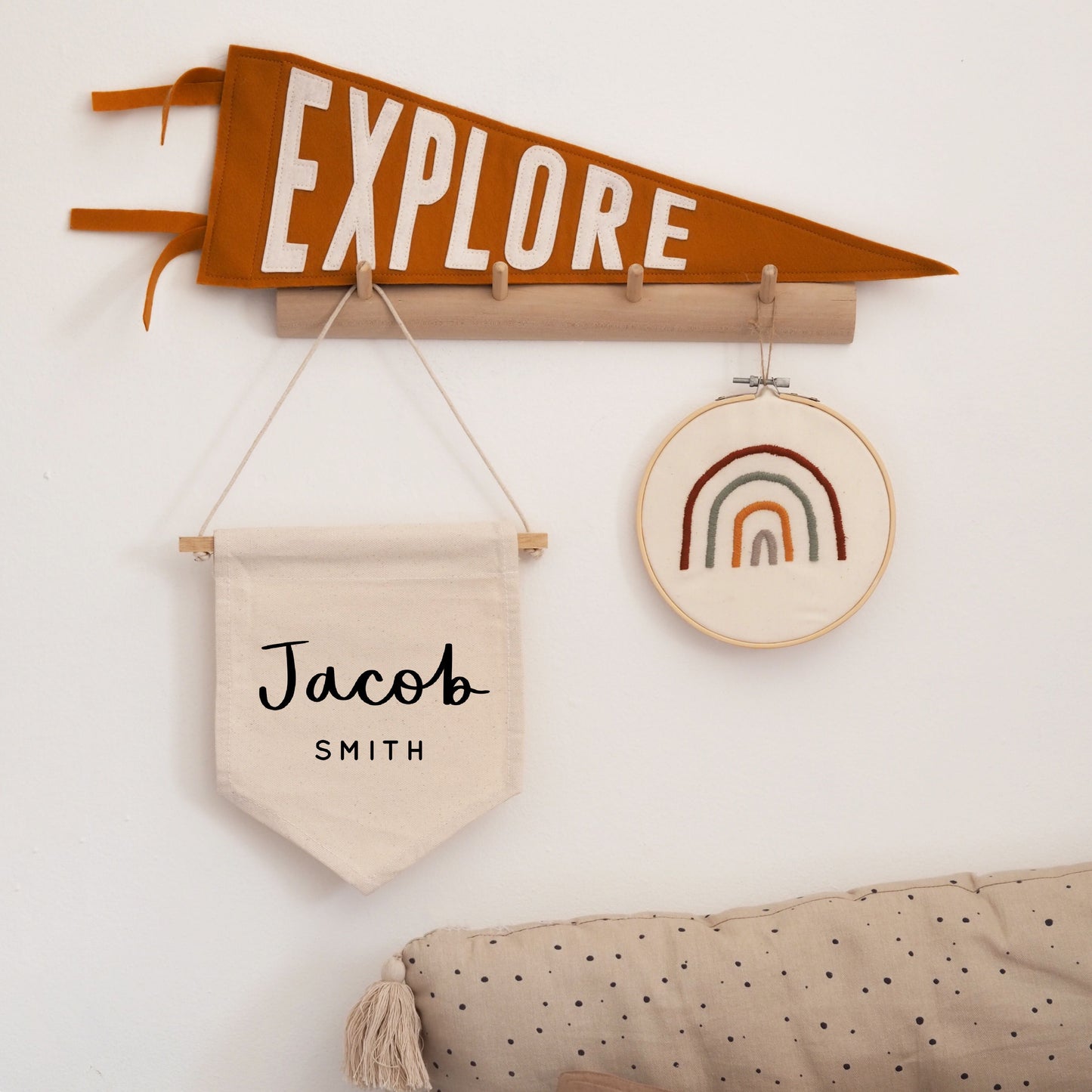 Personalised Hand Lettered Name Hanging Banner 24x24cm