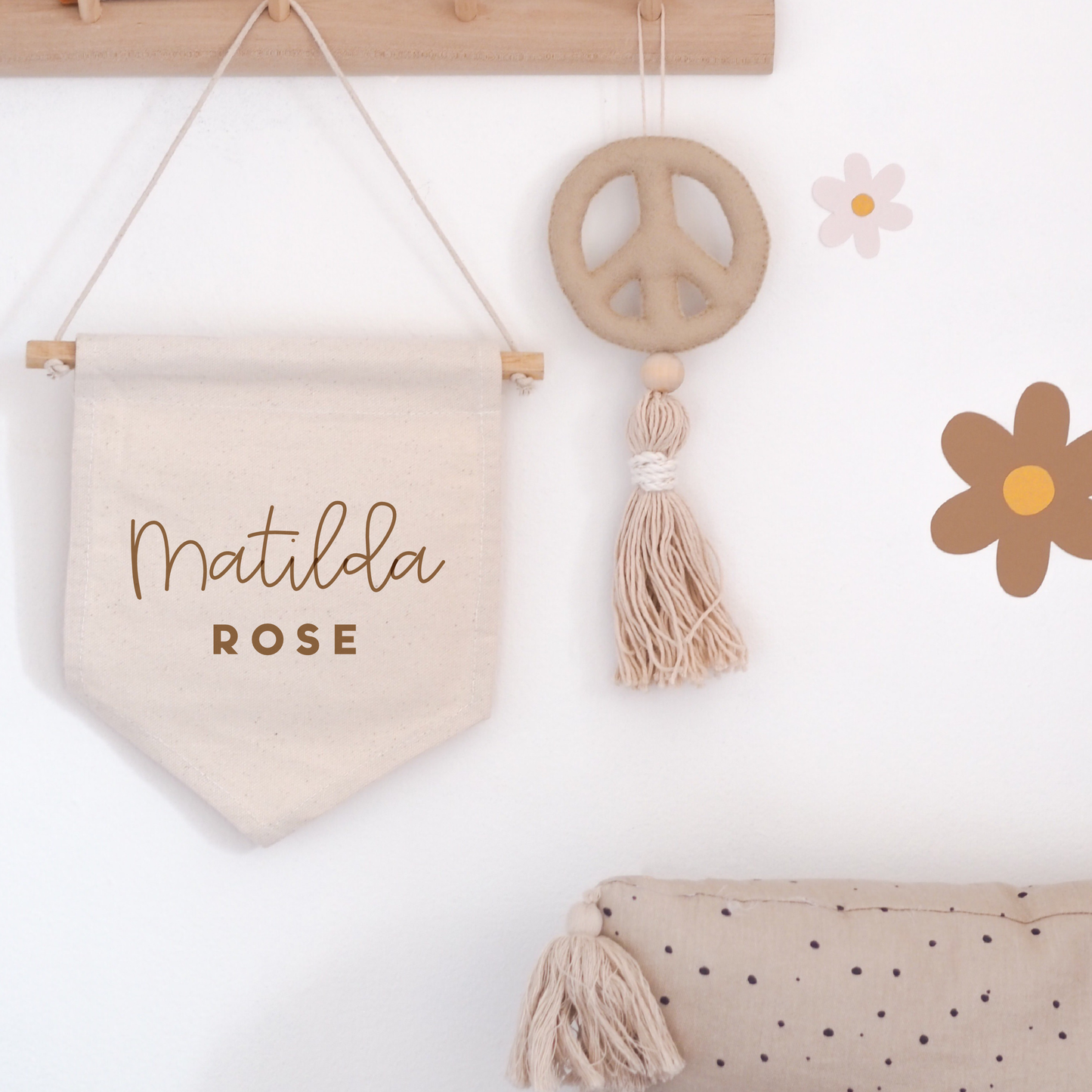 Personalised Name Hanging Banner Script Font 24x24cm