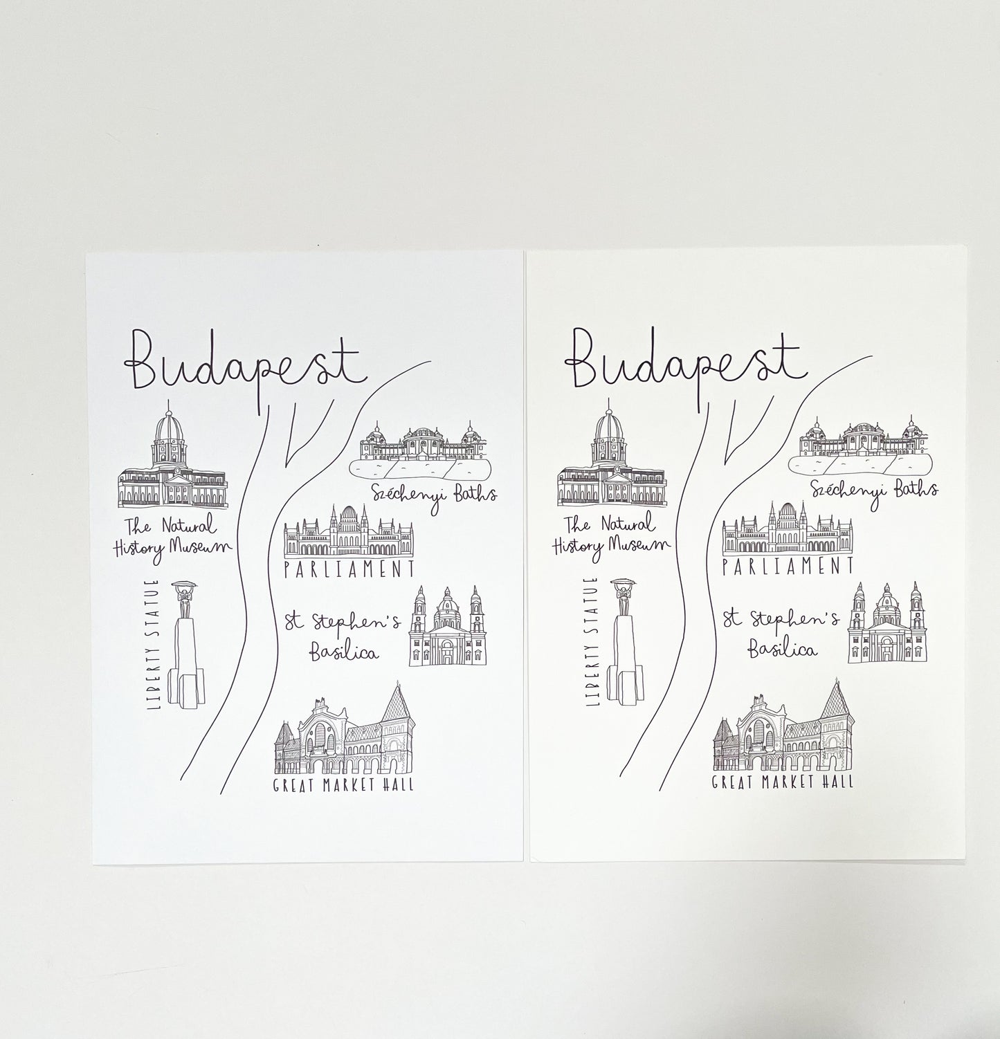 Budapest map print Sample Sale - 8x10”, A4, A3