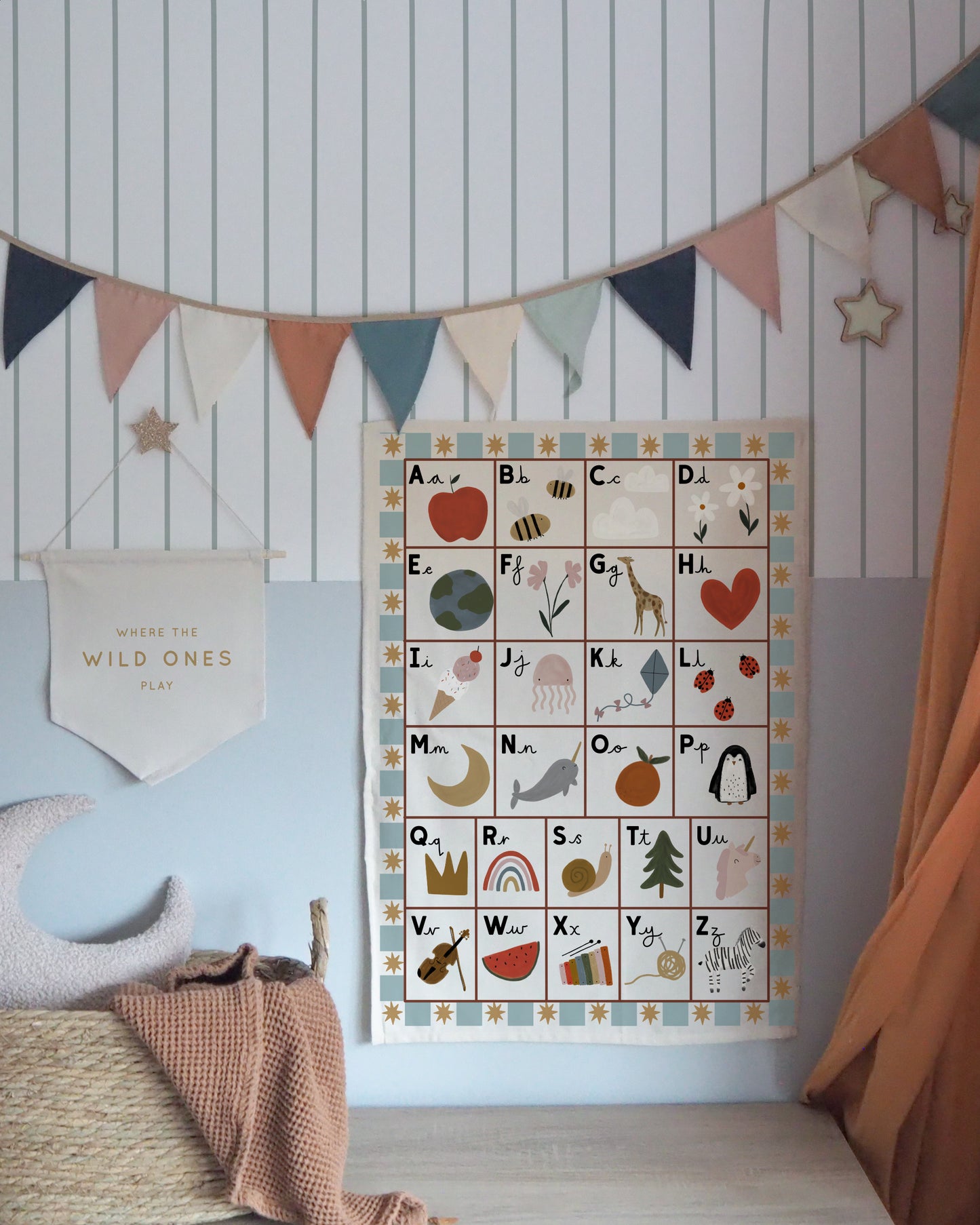 Alphabet Wall Hanging 50x70cm - blue border