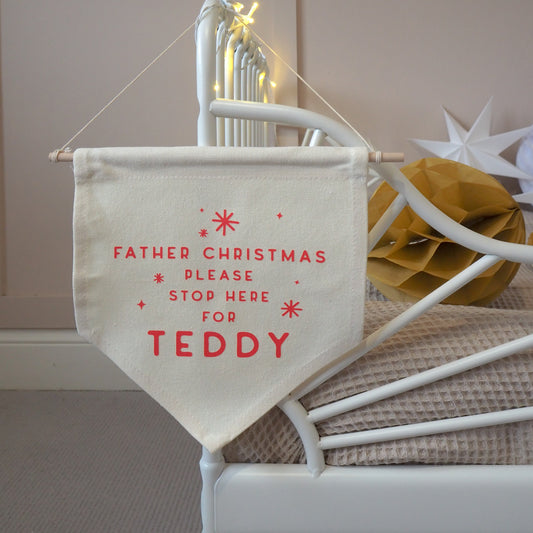 Santa/Father Christmas Stop Here Banner - Bold Lettered Version