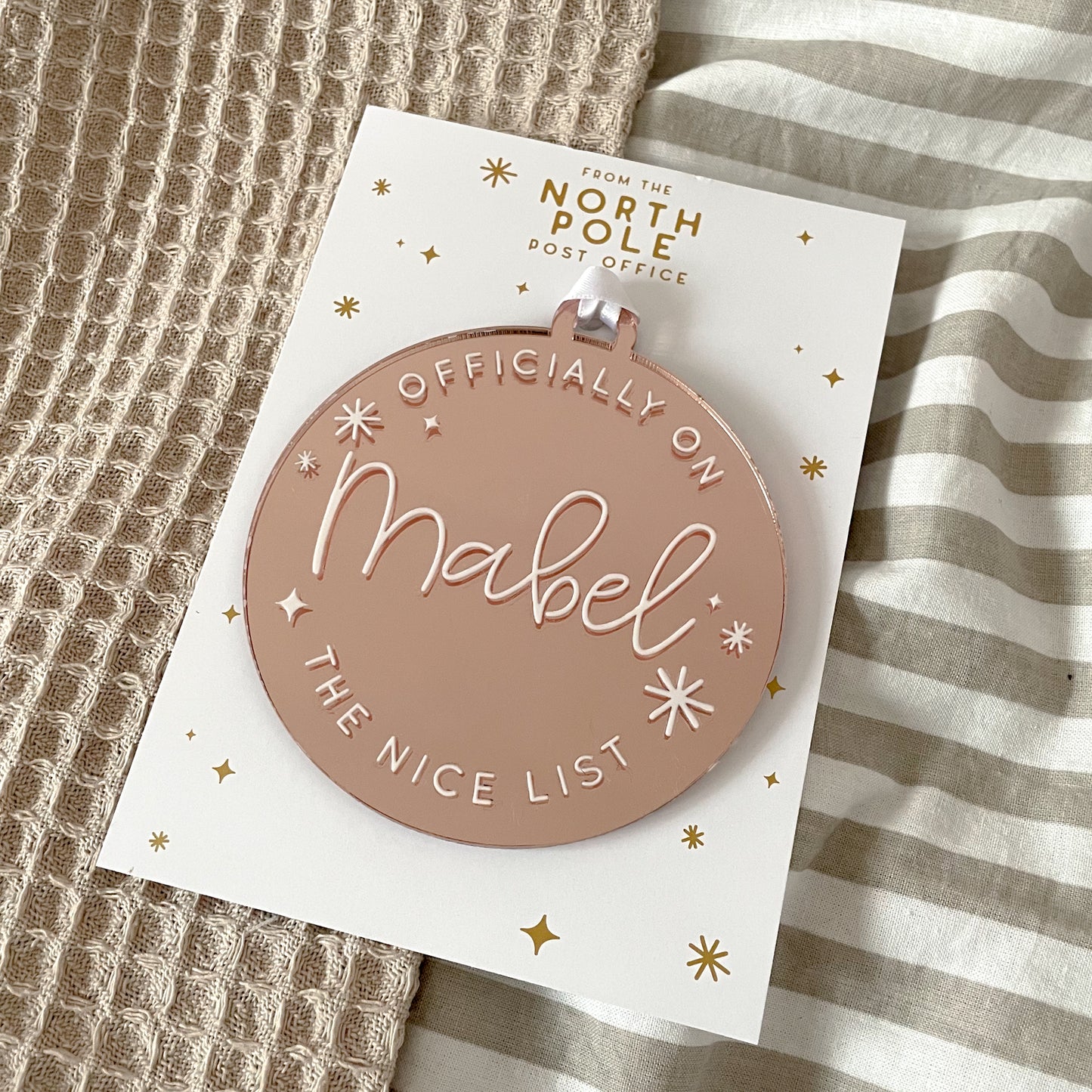 Personalised Officially On The Nice List Bauble