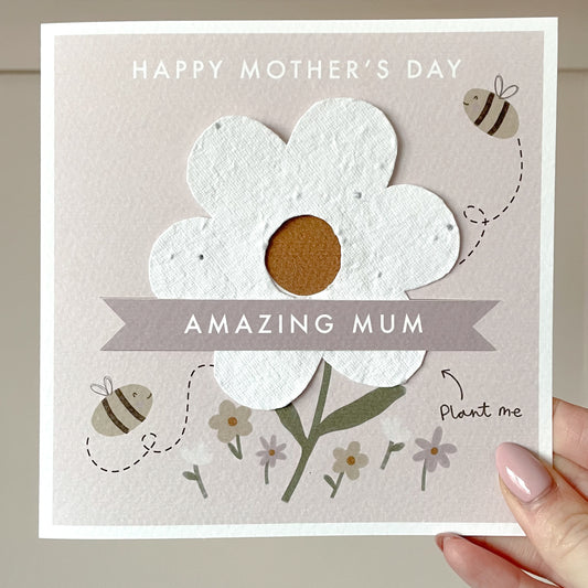 Daisy Mother’s Day Card With Plantable Seed Daisy - Can Be Personalised