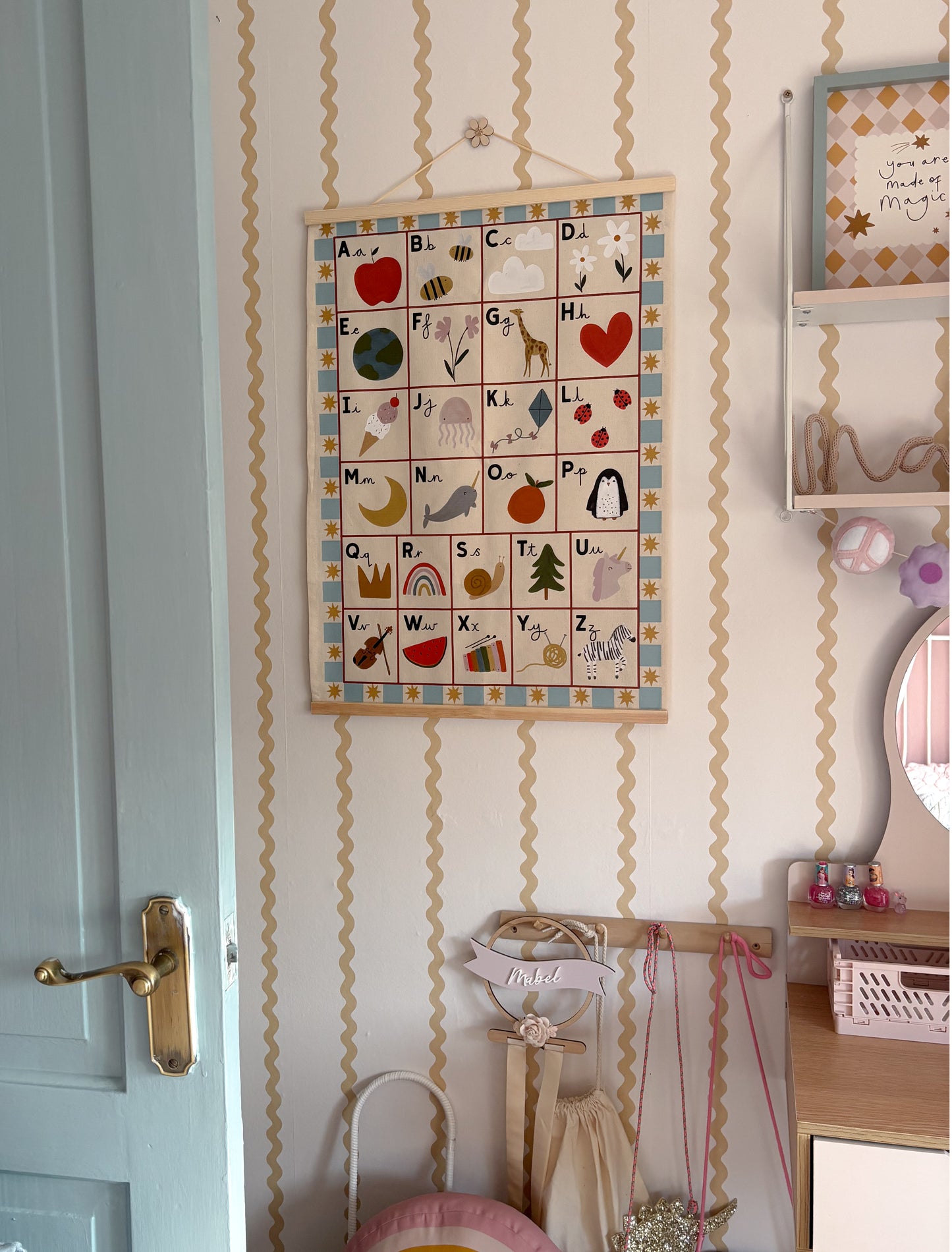 Alphabet Wall Hanging 50x70cm - blue border