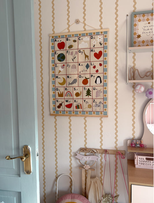 Alphabet Wall Hanging 50x70cm - blue border