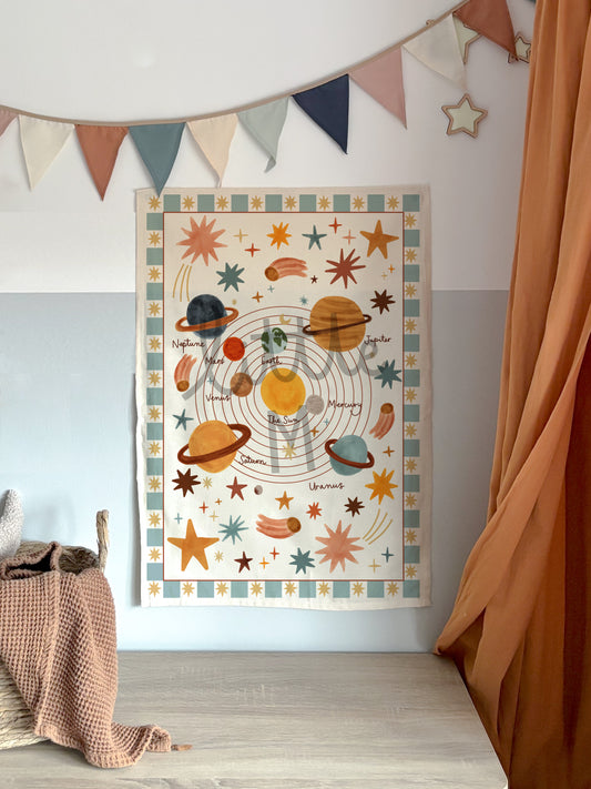 Portrait Solar System Wall Hanging 50x70cm - blue border