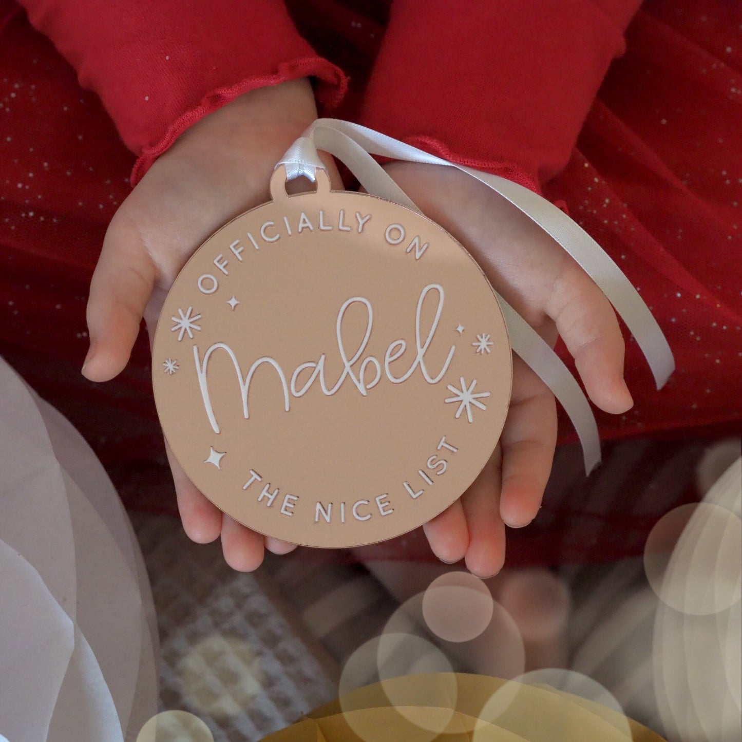 Personalised Officially On The Nice List Bauble