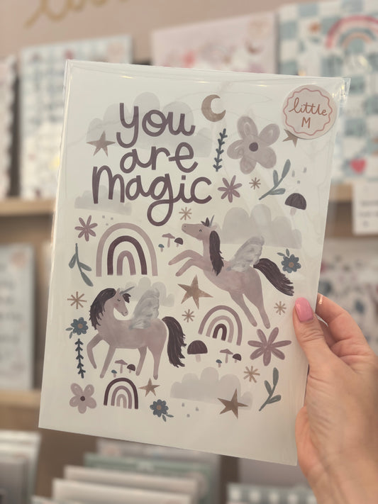 You Are Magic Unicorn Print A4 Birthday Sale