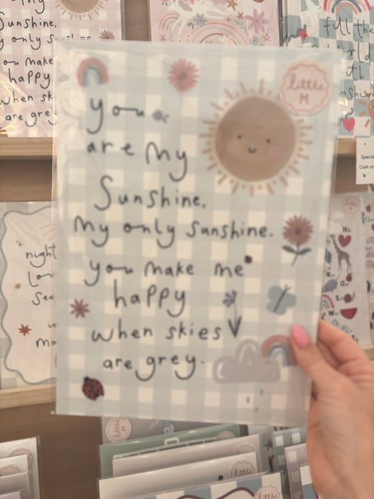 Sunshine Gingham Sage Print A4 Birthday Sale