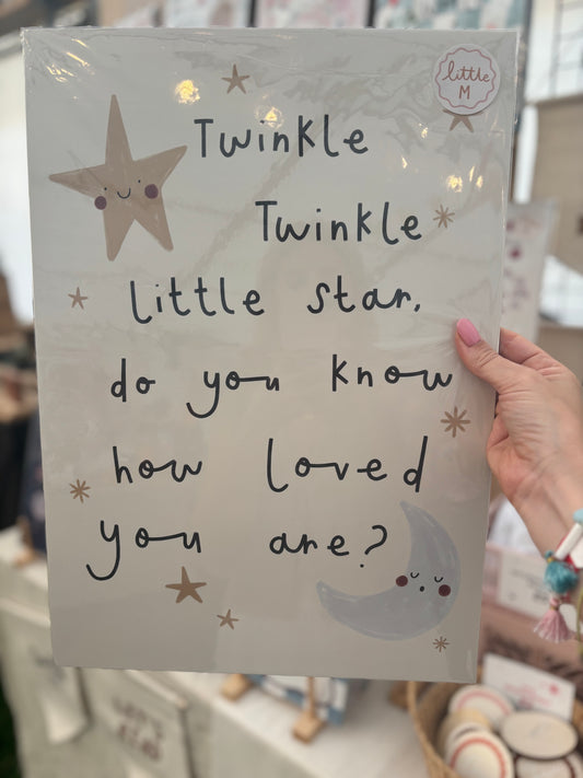 Twinkle Twinkle Beige Print A3 Birthday Sale
