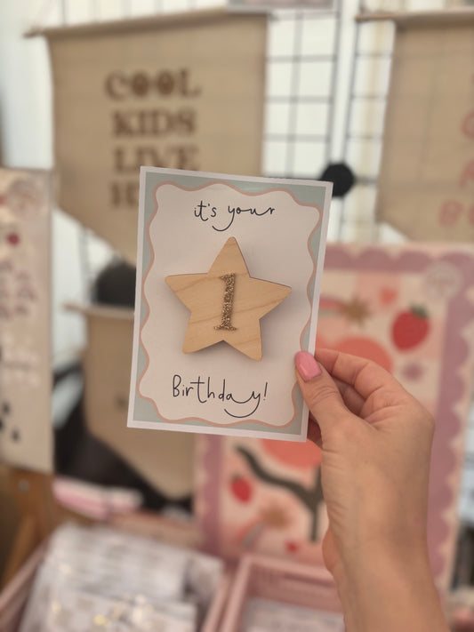 Wooden birthday badge with glitter number Birthday Sale - more numbers available