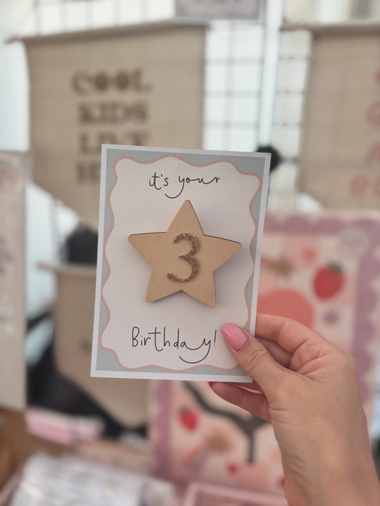 Wooden birthday badge with glitter number Birthday Sale - more numbers available