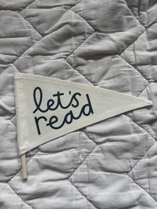 Let’s Read Pennant charcoal flag hanging banner Birthday Sale