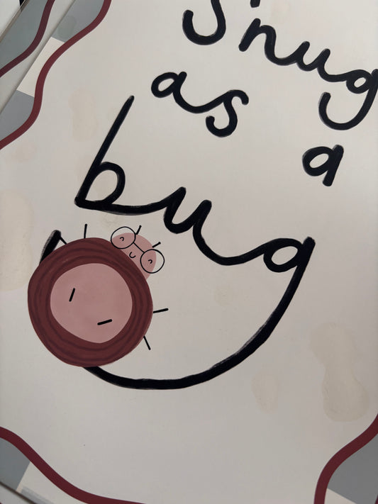 Snug as a bug blue checkerboard Print A4 Sample Sale