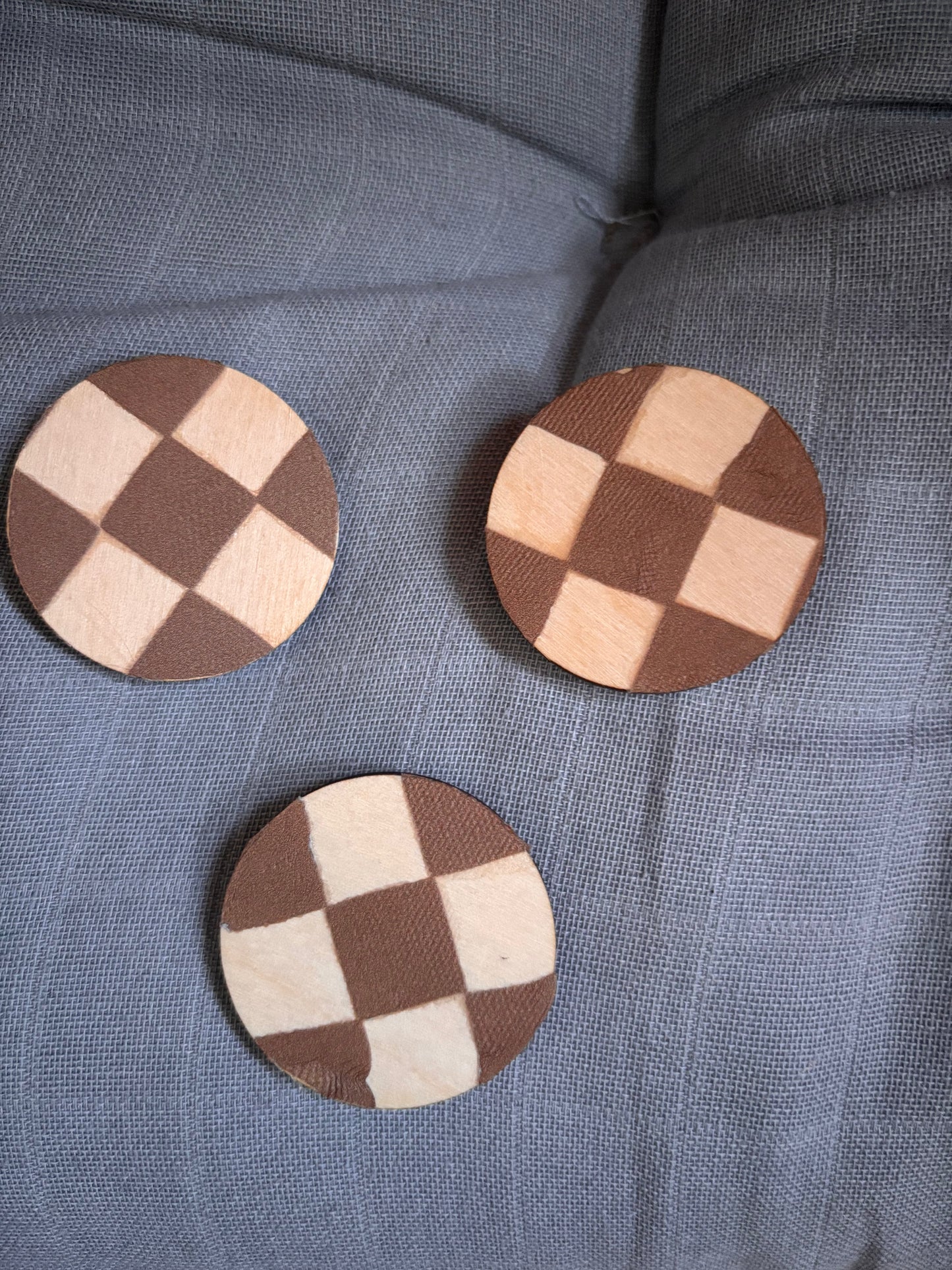 Wooden self adhesive hook with brown checkerboard pattern Sample Sale