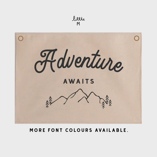 Adventure awaits mountain Wall Hanging 50x70cm - more colours available