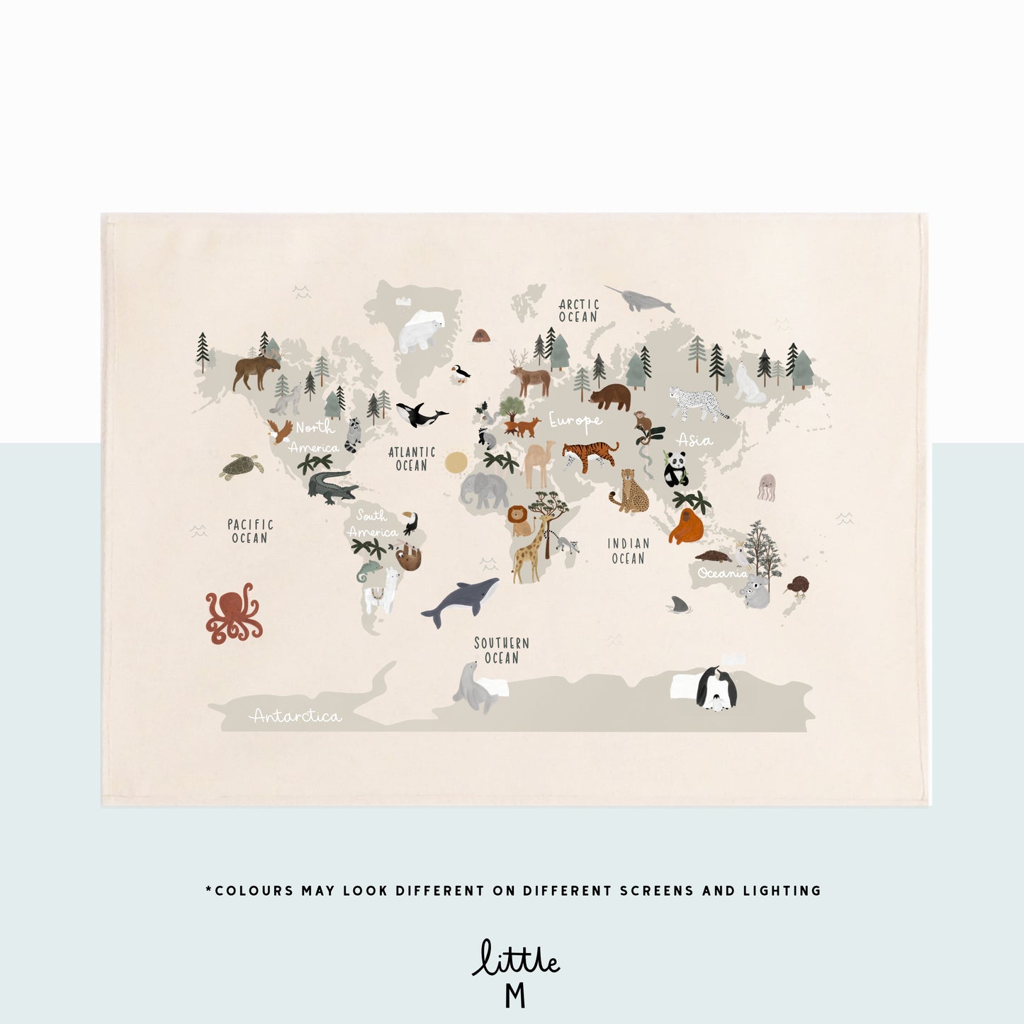 Animal world map stone wall hanging 50x70cm Sample Sale