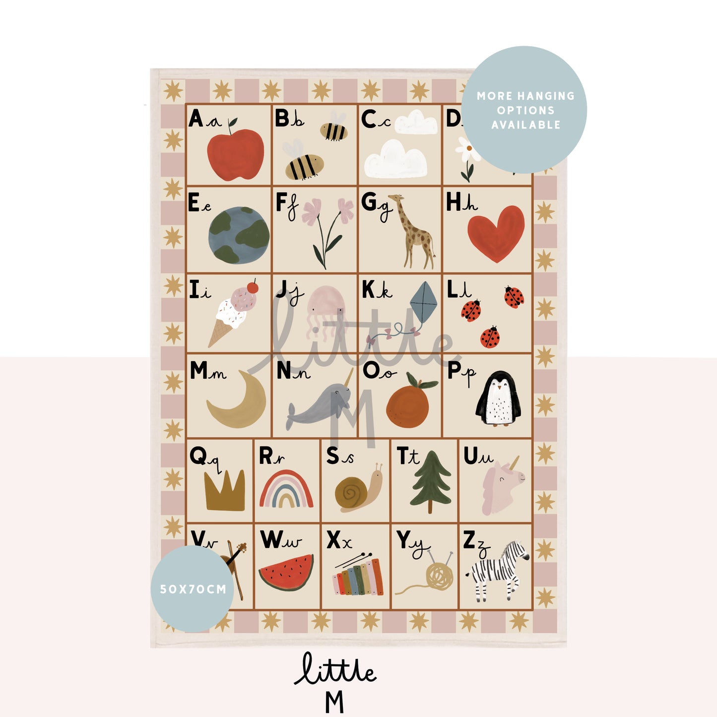 Alphabet Wall Hanging 50x70cm - pink border