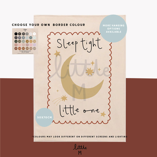 Sleep Tight Banner Brick Red Border 50x70cm - choose your own lettering colour